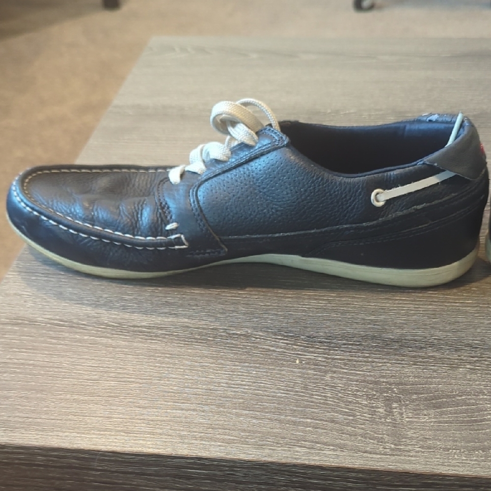 🔥Price Drop🔥Lacoste Navy Blue Leather Boat Shoes with White Laces - Picture 14 of 16